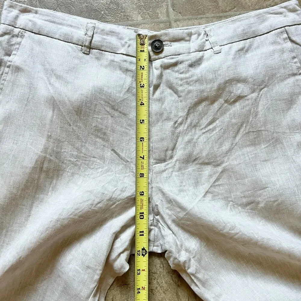 Club Room Luxury Mens Linen Pants 32W 30L Beige Beachy Coastal Minimalist Summer
